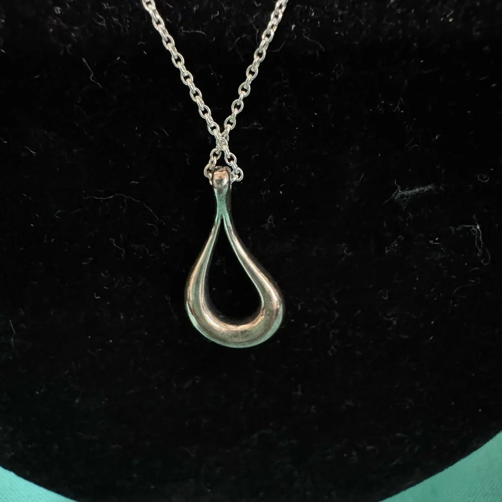 Tiffany & Co. .925 Sterling Silver Open Teardrop Necklace - Picture 3 of 6